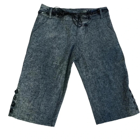 BCX Pants - NWT BCX Shorts with Belt and Button Detail on Legs Linen and Cotton Blend Grey 3